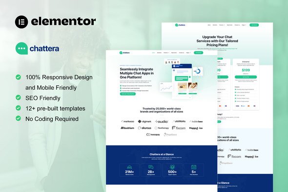 Chattera – Saas & Chat Service Company Elementor Kit