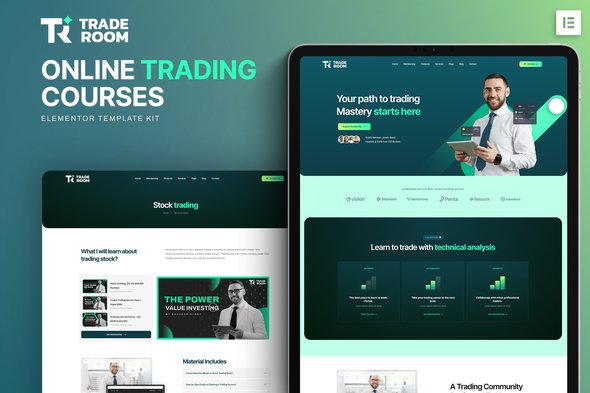 Traderoom – Cursos de negociação on-line Elementor Template Kit