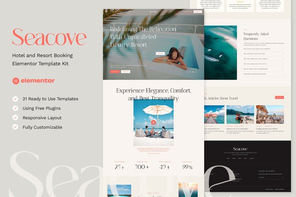 Seacove – Kit de modelo Elementor para reservas de hotéis e resorts