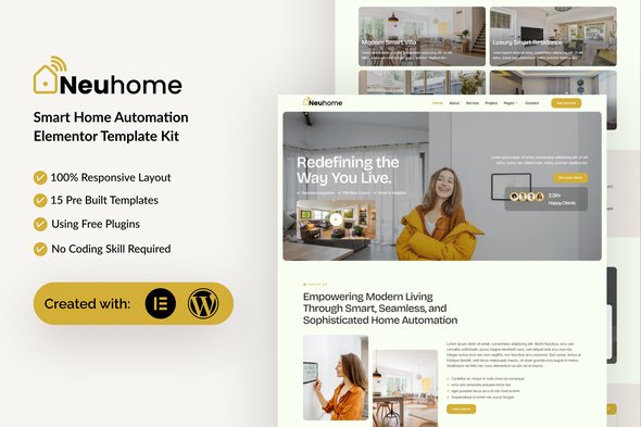Neuhome – Kit de modelo Elementor de automação residencial inteligente