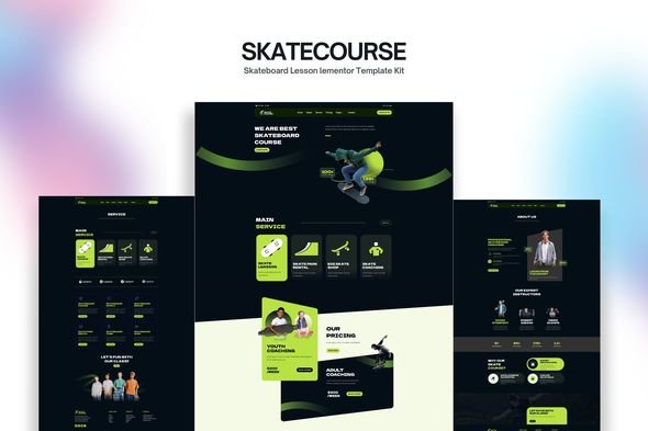 Skatecourse – Kit Elementor de aula de skate