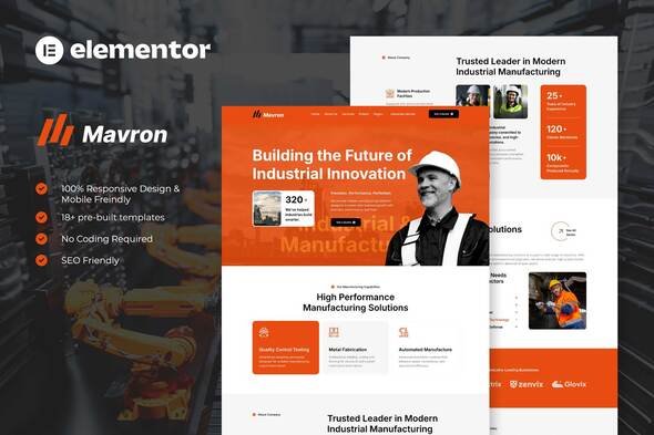 Mavron – Kit de modelo Elementor industrial e de manufatura