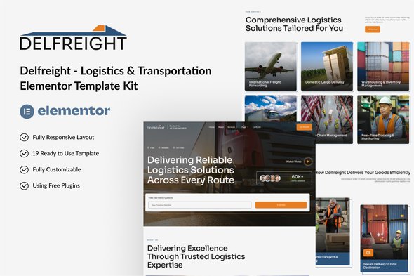 Delfreight – Kits de modelos Elementor de logística e transporte