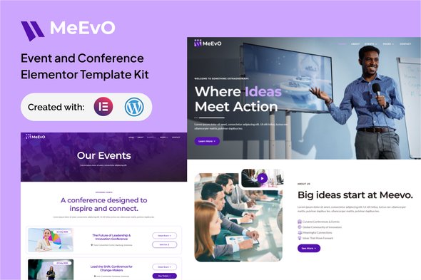 Meevo – Kit Elementor de Eventos e Conferências