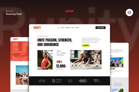 Runity – Running Club Maratona e Site de Eventos Esportivos Kit Elementor