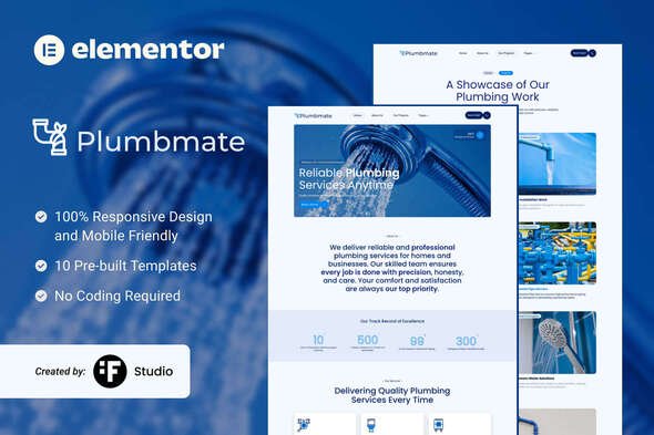 Plumbmate – Kit de modelo Elementor de serviços de encanamento