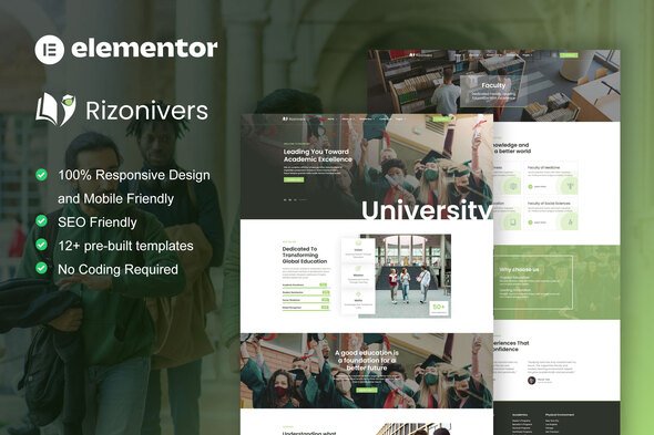Rizonivers – Kit de modelo Elementor para universidade e escola
